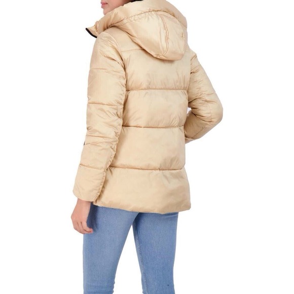 Sam Edelman Hooded Puffer Jacket‎ Sz.-M Cashmere Beige Read - Picture 2 of 11